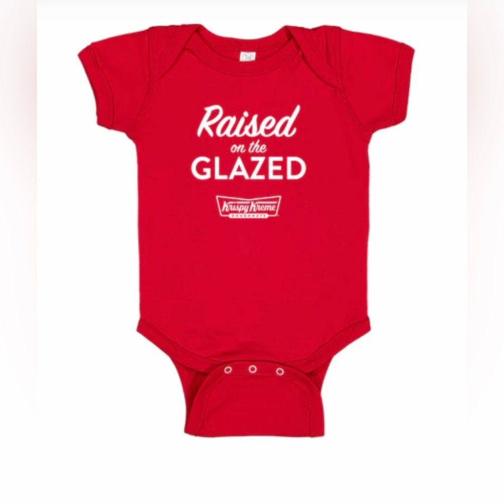 Raised on the glazed KRISPY KREME Baby one piece Red 18-24month New